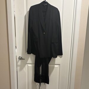 Classic Black Shawl Collar Blazer for women with pants